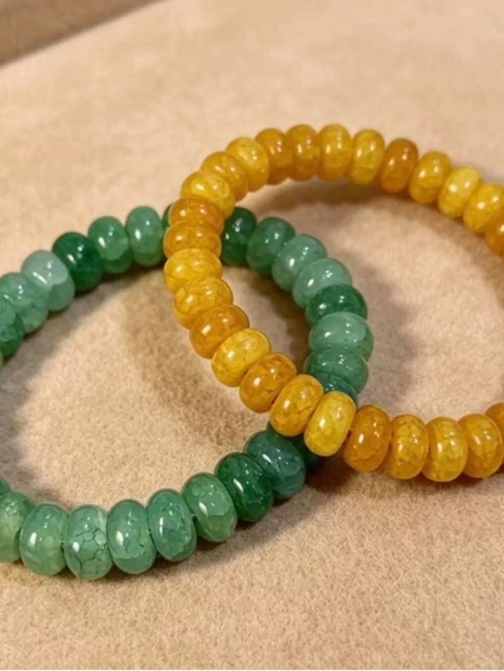 Green & Amber Beaded Stretch Bracelet Set - Women Jewelry